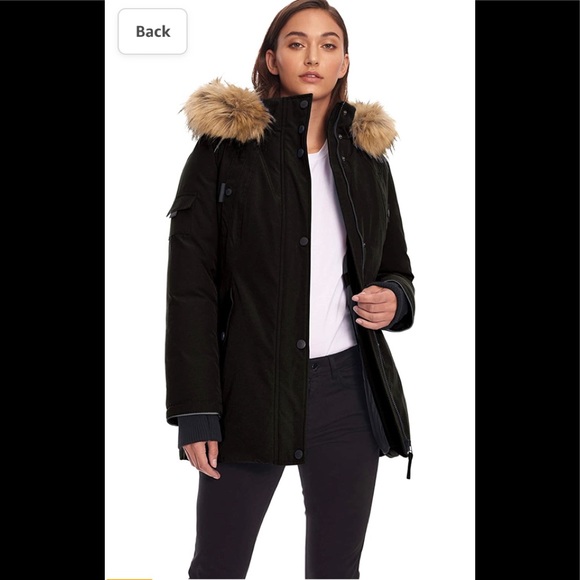 Alpine North Women’s Vegan Down Parka with Faux Fur Hood - Picture 8 of 10